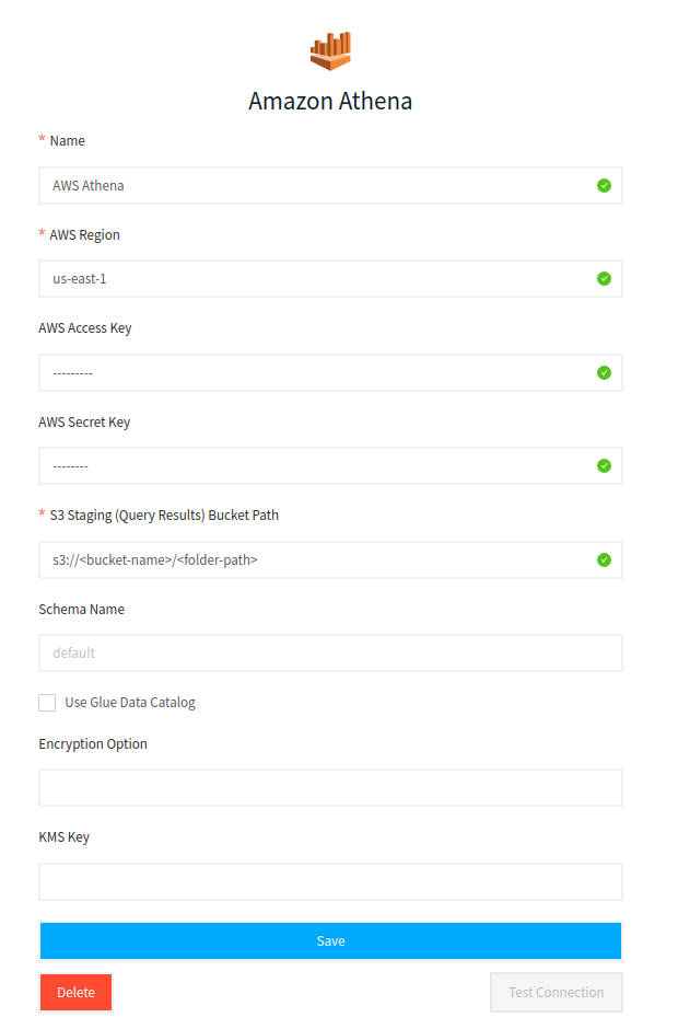 How to configure Amazon Athena to your Apica Account 2 amazon athena